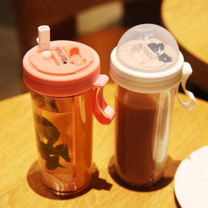 Dual Straw Separate Drink Bottle