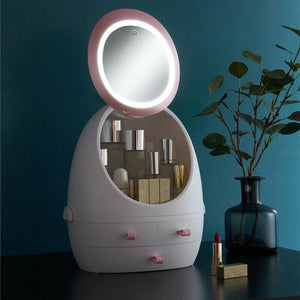 LED Mirror Makeup Storage Box